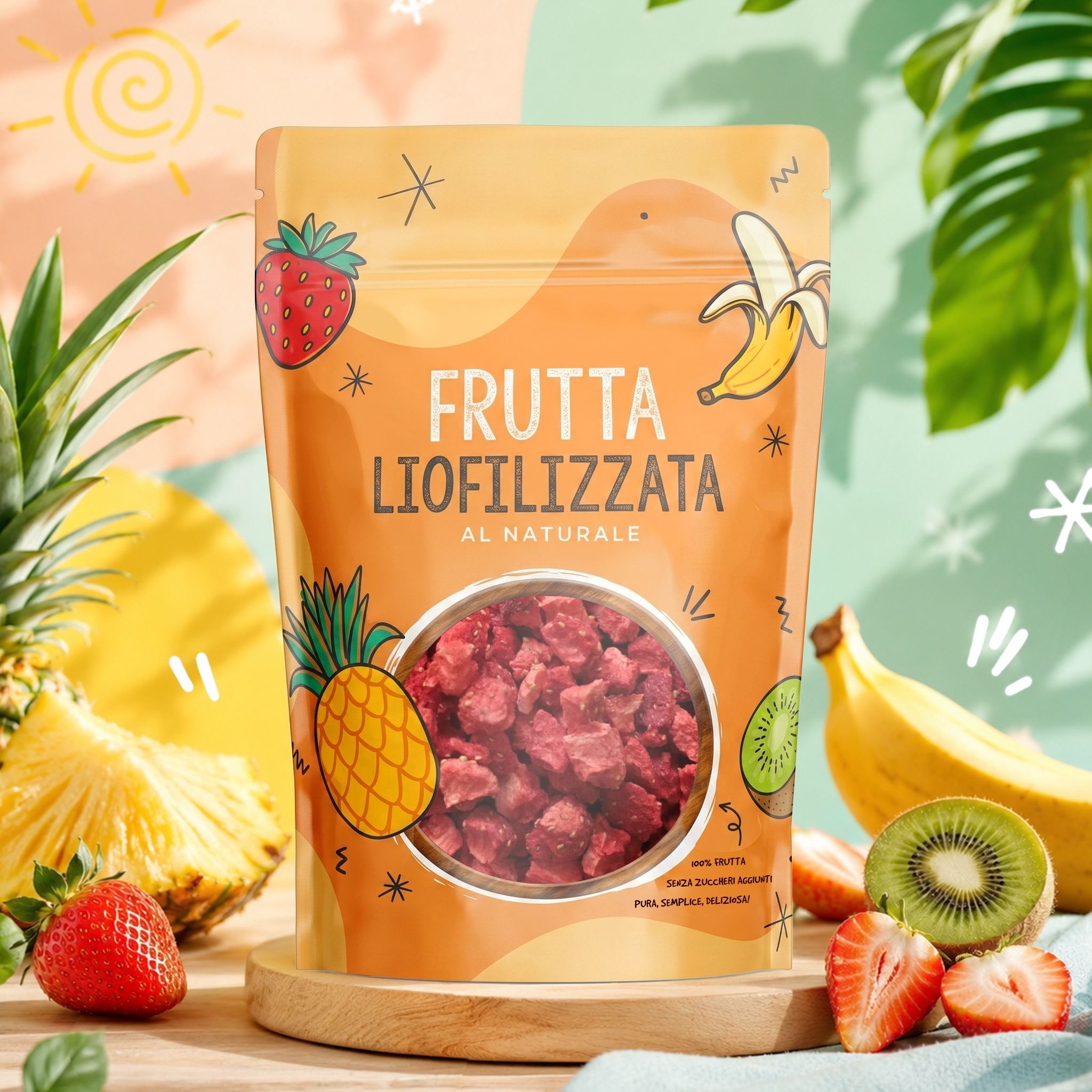 Fragola liofilizzata a cubetti