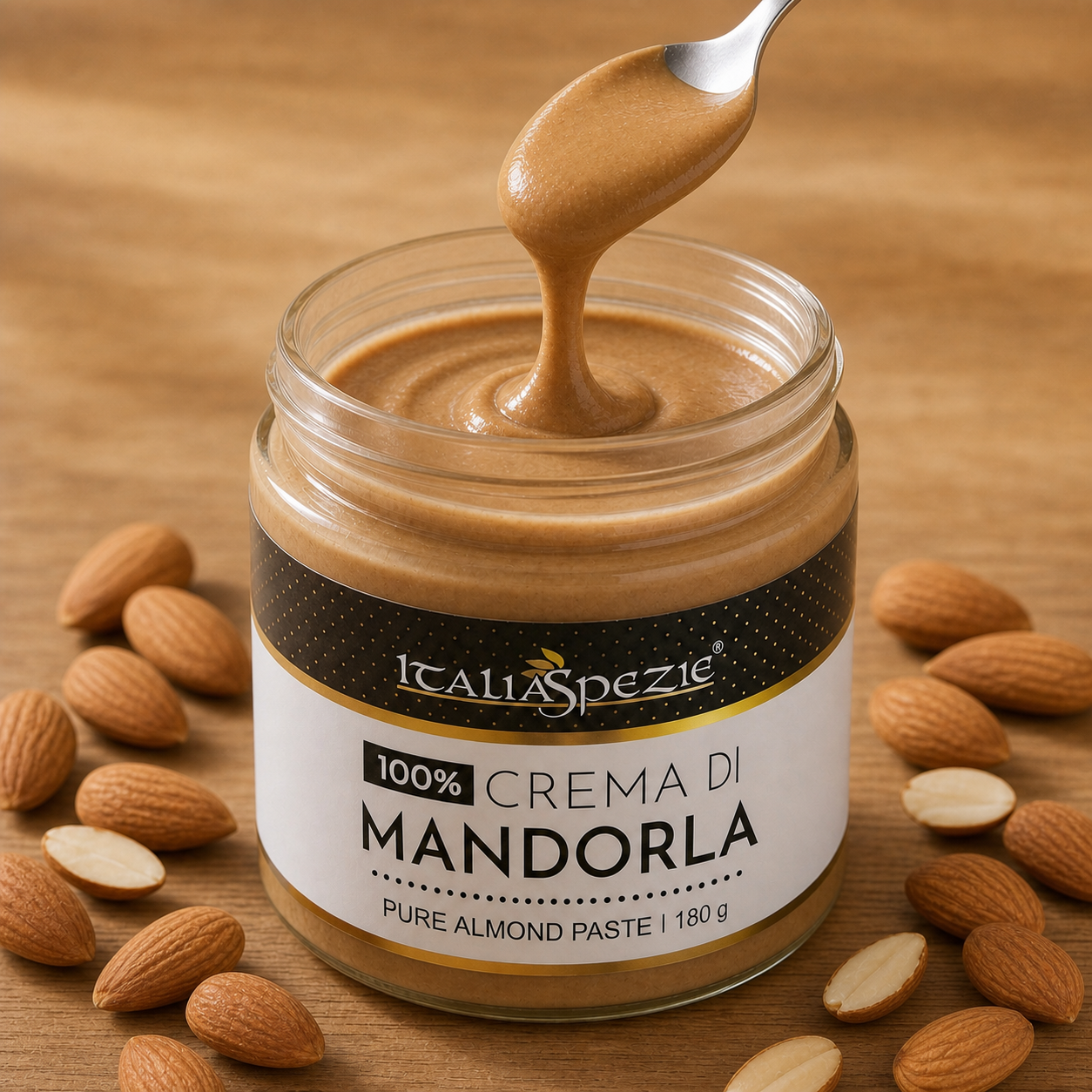 Crema di Mandorla 100% pura - 180g — PASTA PURA DI MANDORLA - VASETTO VETRO G.180